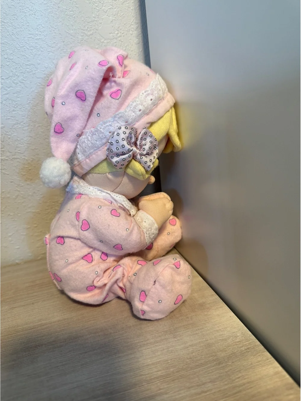 Precious Moments Plush Prayer Doll with Pink Heart Pajamas and Nightcap+Sound